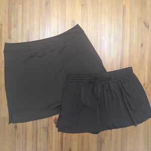 Sports Skirt Womens Running Skort With Shorties Lot Of 2 Solid Black 2XL